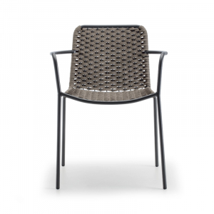 Кресло плетеное Grattoni Cannes сталь, роуп антрацит, тортора Фото 4