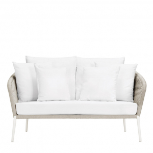 Диван двухместный плетеный с подушками JANUS et Cie Knot алюминий, роуп, акрил окаменелость Фото 6