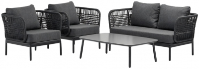 Комплект лаунж мебели Grattoni Yolk алюминий, роуп, олефин антрацит, темно-серый, угольный Фото 1