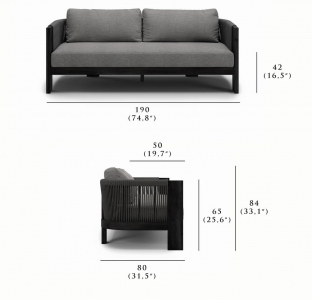 Диван двухместный с подушками SNOC Ralph Nightfall тик, роуп, sunbrella ночь Фото 2