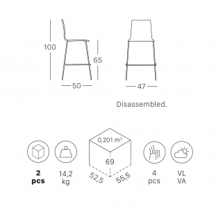 Стул полубарный пластиковый Scab Design Alice Barstool сталь, технополимер хром, лен Фото 2