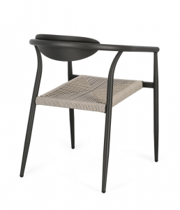 Кресло металлическое плетеное Garden Relax Linares алюминий, роуп угольный Фото 5