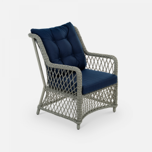 Кресло плетеное с подушками ReeHouse Titulo алюминий, искусственный ротанг, олефин лунный свет, темно-синий Фото 5