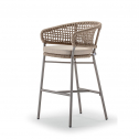 Кресло плетеное барное с подушкой Grattoni Atol алюминий, роуп, олефин тортора, шампанское Фото 4