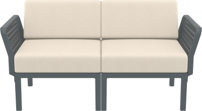 Диван пластиковый двухместный с подушками Siesta Contract Portofino Lounge стеклопластик, полипропилен, полиэстер темно-серый, бежевый Фото 6