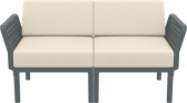 Диван пластиковый двухместный с подушками Siesta Contract Portofino Lounge стеклопластик, полипропилен, полиэстер темно-серый, бежевый Фото 6