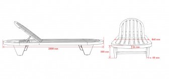 Шезлонг-лежак деревянный с матрасом-thumbs-Фото3