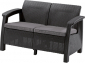 Диван пластиковый Keter Corfu Love Seat пластик с имитацией плетения графит Фото 1