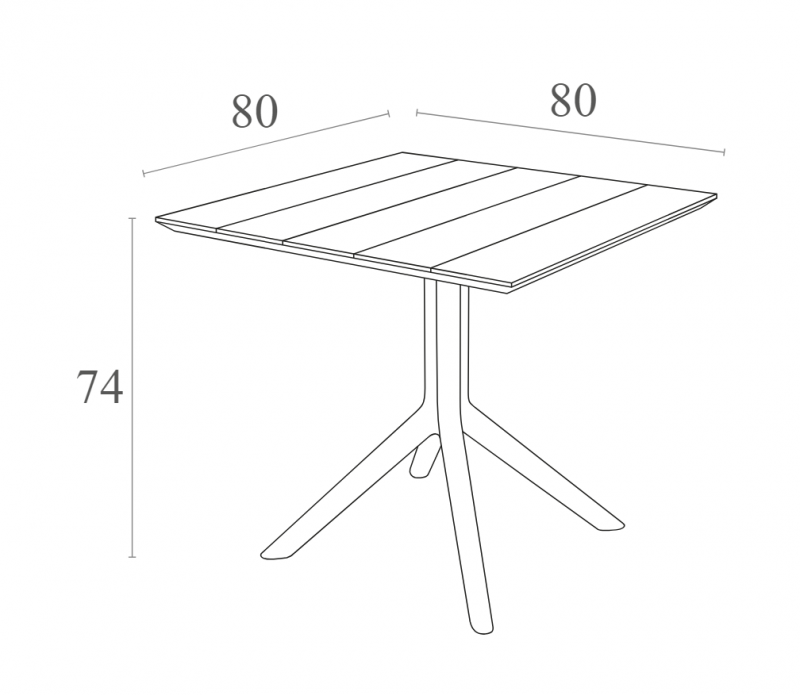 Стол пластиковый Paris Table 80, темно-серый, 800х800х740 мм