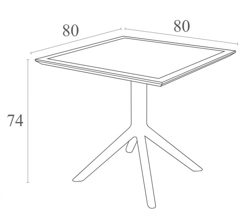 Стол пластиковый Sky Table 80, бежевый, 800х800х740 мм
