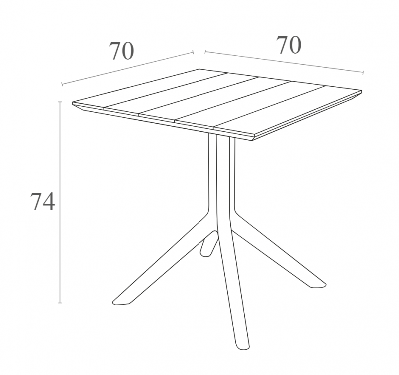 Стол пластиковый Paris Table 70, белый, 700х700х740 мм