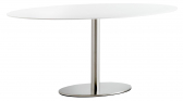 Стол обеденный PEDRALI Inox Ellittico нержавеющая сталь, компакт-ламинат HPL матовый стальной, белый Фото 1