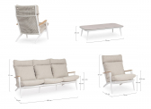 Комплект плетеной лаунж мебели Garden Relax Ibisco алюминий, роуп, тик, олефин, стекло белый Фото 2