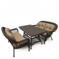Комплект плетеной мебели Afina T130Br/LV520-1 Brown/Beige 4Pcs сталь, искусственный ротанг коричневый, бежевый Фото 1