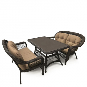 Комплект плетеной мебели Afina T130Br/LV520-1 Brown/Beige 4Pcs сталь, искусственный ротанг коричневый, бежевый Фото 1