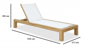 Шезлонг-лежак деревянный Tagliamento Caicos тик, текстилен натуральный Фото 2