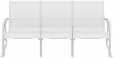 Диван пластиковый трехместный Siesta Contract Pacific Lounge стеклопластик, текстилен белый Фото 1