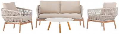 Комплект мягкой мебели Grattoni Alicante тик, алюминий, роуп, олефин песочный, конопляный, песочный Фото 1
