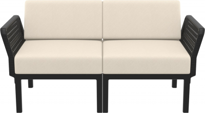 Диван пластиковый двухместный с подушками Siesta Contract Portofino Lounge стеклопластик, полипропилен, полиэстер черный, бежевый Фото 5