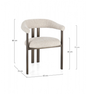 Кресло металлическое с обивкой Garden Relax Giuditta сталь, полиэстер бронзовый, песочный Фото 2