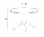 Стол пластиковый Siesta Contract Sky Table Ø105 сталь, пластик оливковый Фото 2