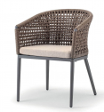Кресло плетеное мягкое Grattoni Cuba алюминий, роуп, олефин антрацит, коричневый Фото 4