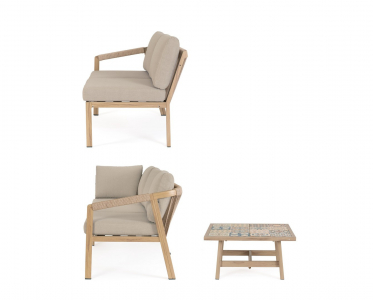 Комплект лаунж мебели Garden Relax Kalimera алюминий, роуп, олефин песочный Фото 7