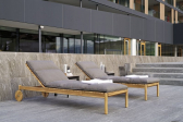 Шезлонг-лежак деревянный с матрасом Varaschin Barcode тик, ткань Фото 4
