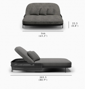 Лаунж-лежак плетеный SNOC Miura Nightfall алюминий, роуп, олефин черный Фото 2