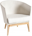 Кресло плетеное с подушкой POINT ARC Club Armhair алюминий, тик, искусственный ротанг, акрил белый Фото 1
