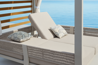 Шатер с лежаками Higold Borromeo алюминий, роуп, олефин бежевый, светло-серый Фото 20