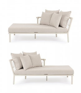 Лаунж-лежак плетеный двойной с подушками Garden Relax Lanai сталь, роуп, олефин песочный Фото 10