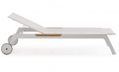 Лежак металлический Atmosphera Nevada алюминий, тик, текстилен белый Фото 1