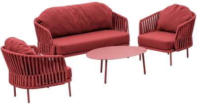 Комплект лаунж мебели Grattoni Soho алюминий, роуп, олефин красный Фото 1