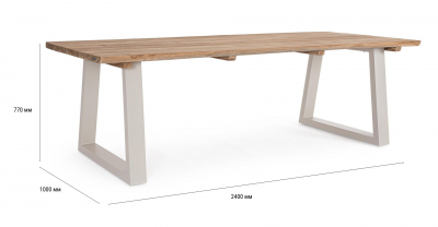 Стол металлический обеденный Garden Relax Legend алюминий, тик Фото 2