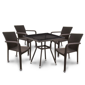 Комплект плетеной мебели Afina T283BNT-W2390/A2001B-W53 Brown 4Pcs искусственный ротанг, сталь коричневый Фото 1