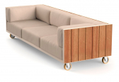Диван трехместный на колесах Vondom Vineyard алюминий, тик, ткань натуральный Фото 4