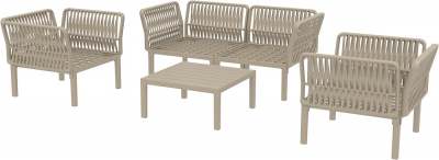 Кресло пластиковое с подушками Siesta Contract Portofino Lounge стеклопластик, полипропилен, полиэстер бежевый, бежевый Фото 13