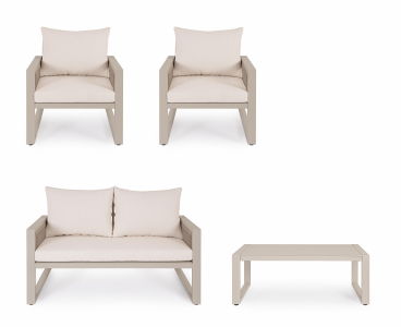 Комплект металлической лаунж мебели Garden Relax Captiva алюминий, роуп, ткань бежевый Фото 3