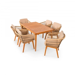 Кресло плетеное с подушками ReeHouse Letto 2я ТР алюминий, ясень, искусственный ротанг, олефин индийское дерево, бежевый Фото 7