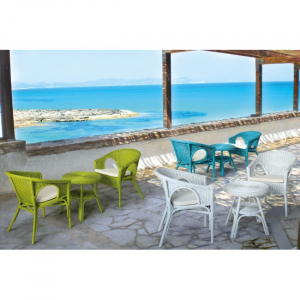 Стол плетеный кофейный Garden Relax Alliss натуральный ротанг белый Фото 2