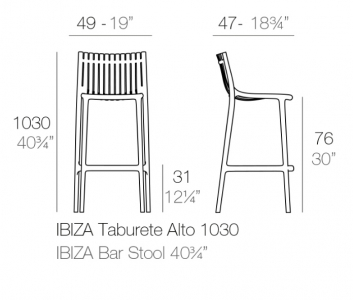 Стул пластиковый барный Vondom Ibiza Basic полипропилен, стекловолокно черный Фото 2