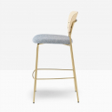 Стул барный с обивкой PEDRALI Jazz сталь, фанера, шпон, ткань античная латунь, беленый ясень, бело-голубой Фото 6
