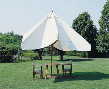 Зонт профессиональный телескопический 4х4 м Scolaro Palladio Telescopic дерево ироко, акрил слоновая кость Фото 2