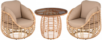 Комплект плетеной мебели ReeHouse Lotus алюминий, искусственный ротанг, олефин, стекло индийское дерево, капучино, бронза Фото 1