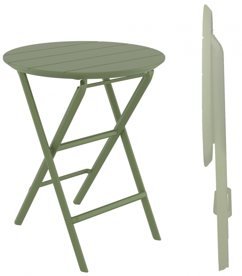 Стол пластиковый складной Helen Folding Table Ø60, оливковый, Ø600х740 мм