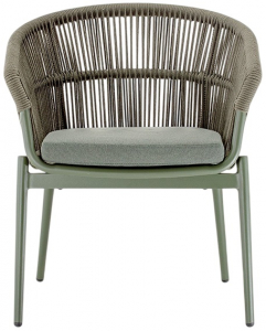 Кресло плетеное с подушкой Grattoni Tropea алюминий, роуп, олефин зеленый Фото 1