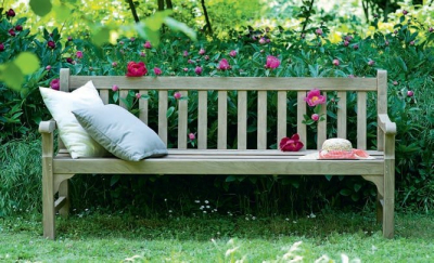 Скамейка деревянная Ethimo Notting Hill красное дерево серый Фото 6
