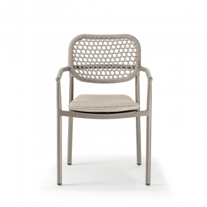 Кресло плетеное с подушкой Grattoni Berlin алюминий, роуп, олефин тортора, кленовый, песочный Фото 6