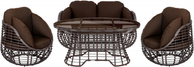 Комплект плетеной мебели ReeHouse Lotus алюминий, искусственный ротанг, олефин, стекло шоколад металлик, коричневый, бронза Фото 1